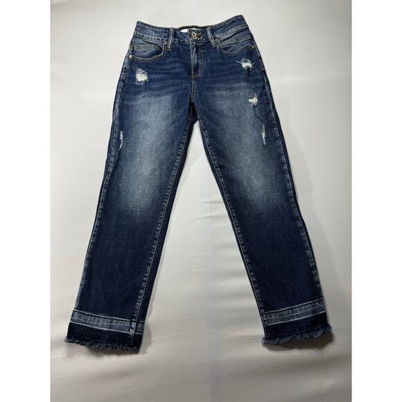KanCan Denim - KanCan Women's Distressed Raw Hem Tapered Leg Jeans - Size 7 (27x26.5)